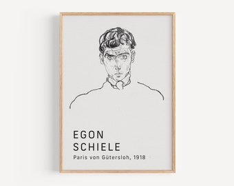 Egon Schiele Fine Art Print Poster Paris von Guetersloh, expressionist paininting, wall art, giclée print, museum quality print, #158
