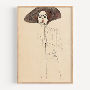 Egon Schiele Fine Art Print Poster „Portrait of a woman II&quot;, expressionist paininting, wall art, giclée print, museum quality print, #158