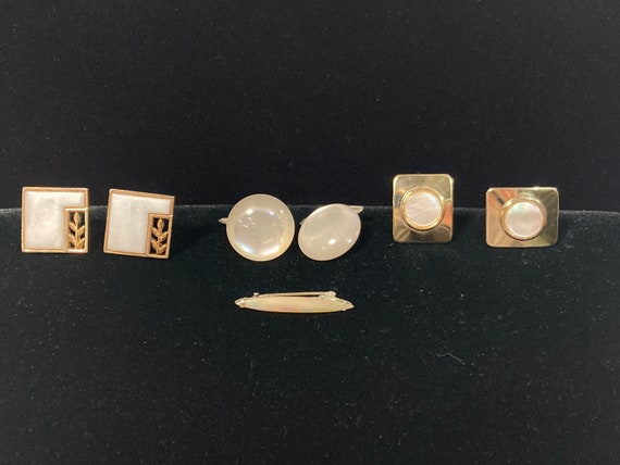 Lot of Mother of Pearl Cufflinks and Pin - Swank … - image 1