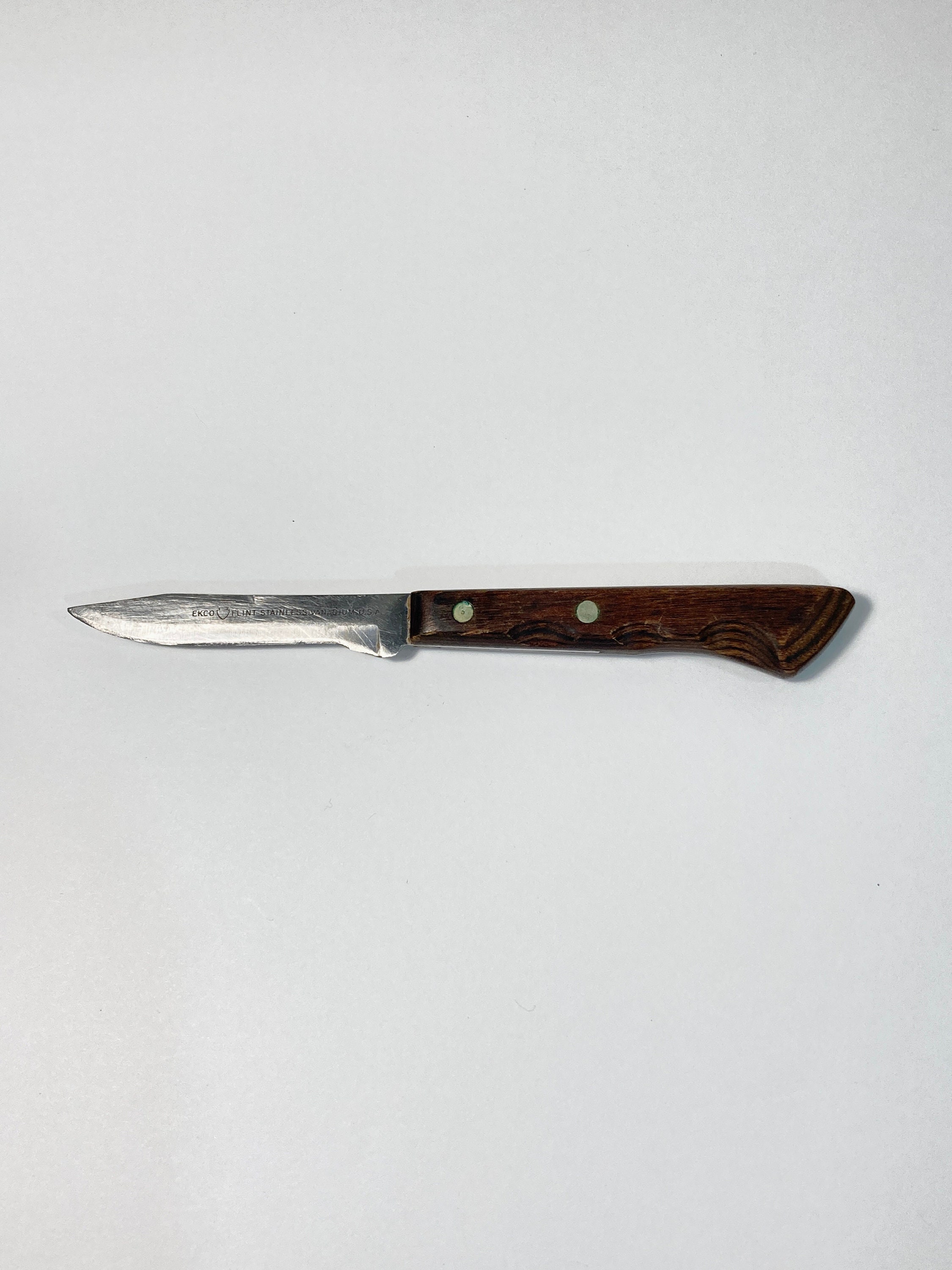 VINTAGE RARE MCM EKCO FLINT SMALL CHEFS KNIFE 5.5 SERRATED STAINLESS BLADE  USA