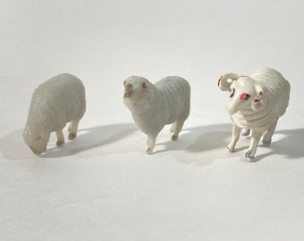 Miniature Animals - Miniature Sheep - Miniature Ram - Toy Animals - Lot of Three(3) Figures