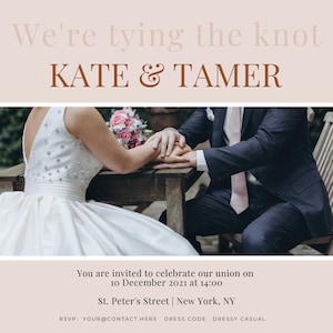 Save The Date Template, We Help Edit, Wedding Invite, Wedding Save The Date, Wedding Ecard, , Smartphone Invite, Digital Invite