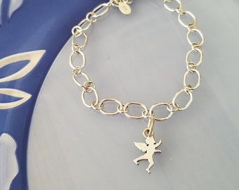 925 sterling silver "Angel" charm on silver bracelet or silver necklace, Personalized charms, Gift for Her, Birthday, Anniversary