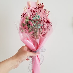 Preserved Flower Bouquet, Sustainable Dried Flowers, Dried Phalaris, Statice, Baby Breath,  Gifts for her, Gifts for mom, Flower Decor