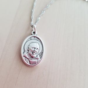 St. Pio, Padre Pio religious medal on 925 Sterling Silver Chain, Jesus, Baptism gifts, First Communion Gifts, Gifts for mom, Godmother
