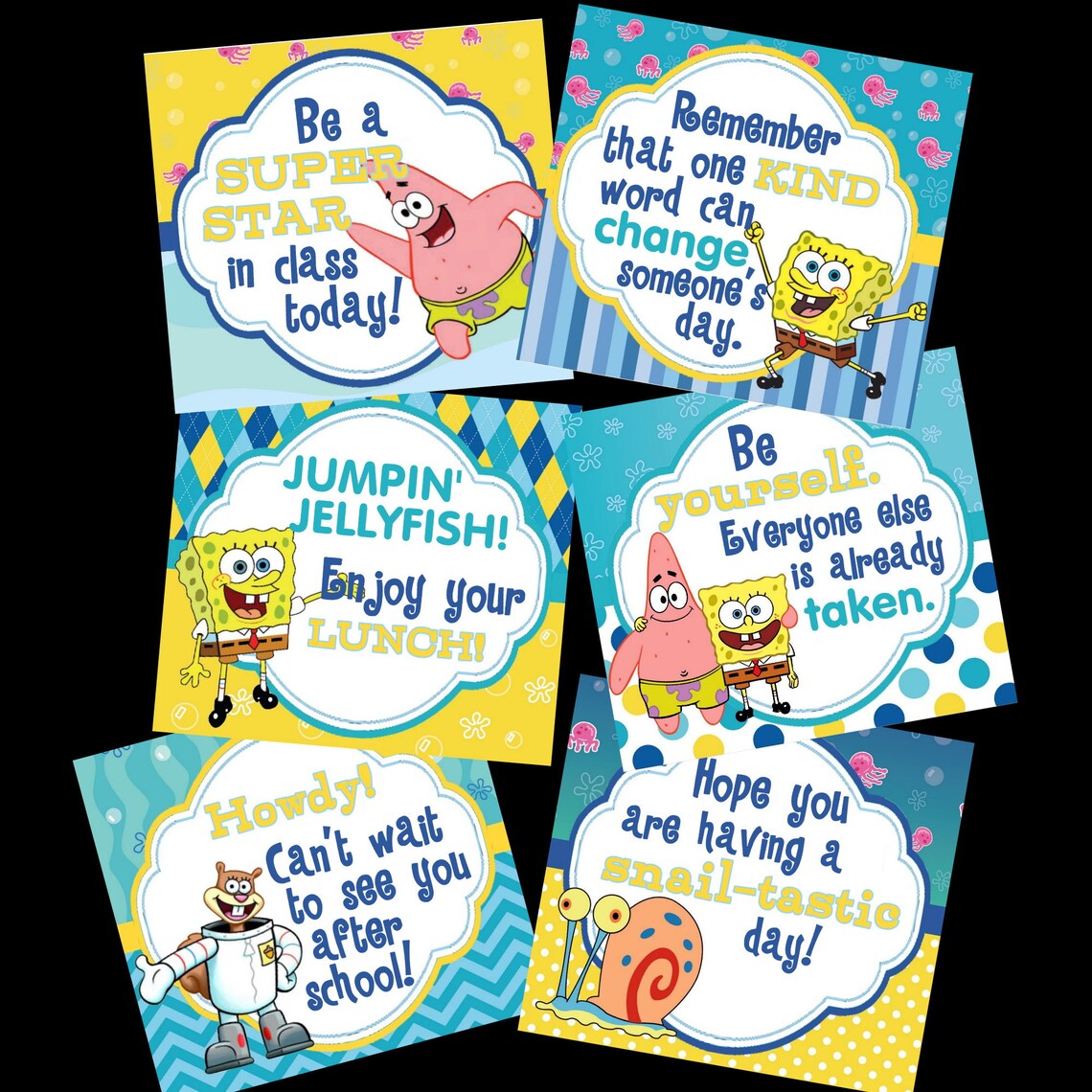 Spongebob Lunch Box Encouraging Back to School Note Cards Etsy