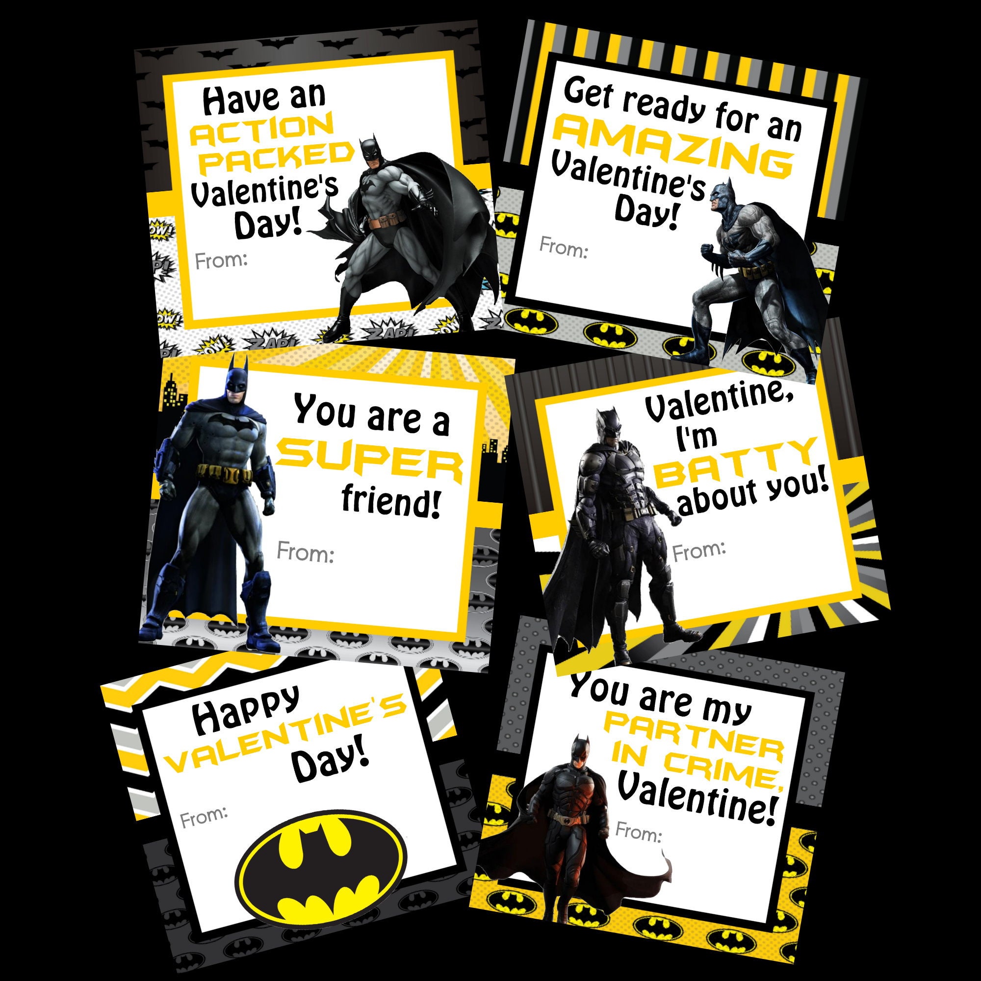 Buy 2 Sets Get 1 Free Set... Batman Valentine's Day Card | Etsy
