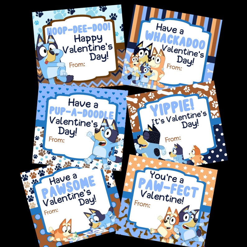 Buy 2 Sets Get 1 Free Set&hellip;Bluey Dog Valentine's Day Card | Etsy