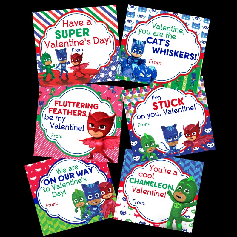 Buy 2 Sets Get 1 Free Set... PJ Masks Valentine's Day Card | Etsy