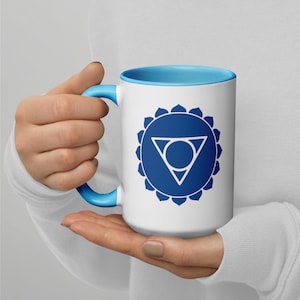 Throat Chakra Symbol Mug - Expressive 11 - 15 oz Blue Coffee Cup