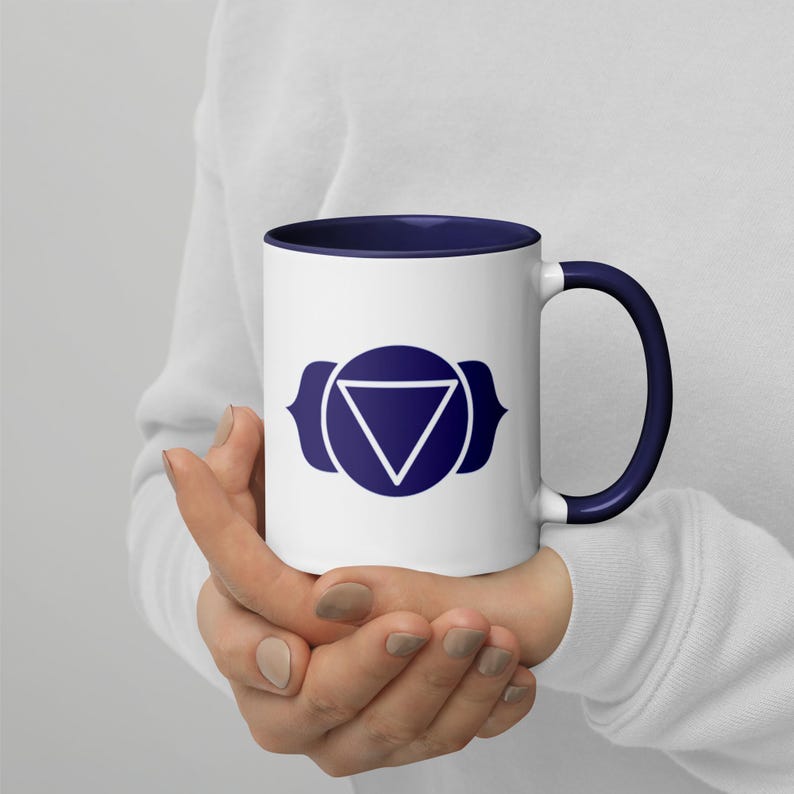 Third Eye Chakra Symbol Mug - Intuitive 11 oz Indigo/Dark Blue Coffee Cup