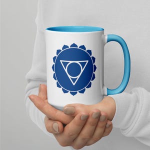 Throat Chakra Symbol Mug - Expressive 11 - 15 oz Blue Coffee Cup