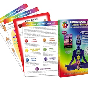 Chakra Heilkarten Set - Blockierte Chakren regenerieren und ausgleichen. Arbeit an tiefen Themen, Chakra Chart, Reiki Symbole, und gratis E-Book.