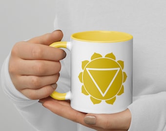 Solar Plexus Chakra Symbol Mug - Personal Power 11 oz Yellow Coffee Cup