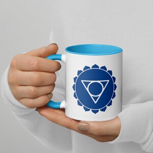 Throat Chakra Symbol Mug - Expressive 11 - 15 oz Blue Coffee Cup