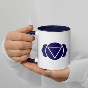 Third Eye Chakra Symbol Mug - Intuitive 11 oz Indigo/Dark Blue Coffee Cup