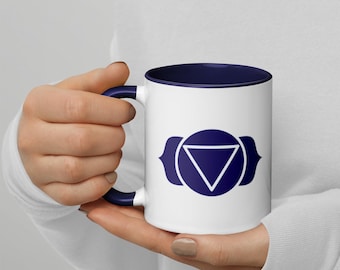 第三の目チャクラシンボルマグ - 直感的な 11 オンス インディゴ/ダークブルー コーヒーカップ