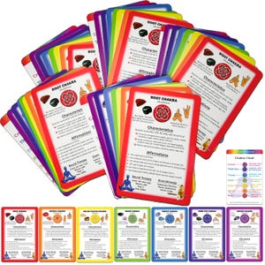 Reiki Bedarf - Chakra Heilung Karten, Reiki Sitzungen - Klassen - 5 Sets von 8 Karten - Großverkauf, Affirmationen, Chakra Symbole, Meditationen