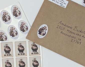 St. Anthony Guide Stickers – Catholic S.A.G. Envelope Seals, 24ct
