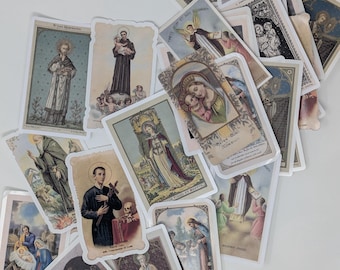 Vintage Style Catholic Holy Card Stickers, Random Mystery Pack of 6