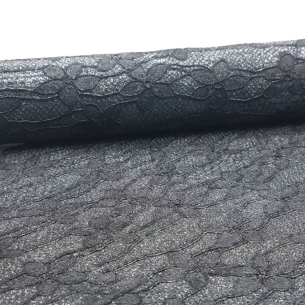 Grey floral lace with glitter/21x30 cm/Lace fabric