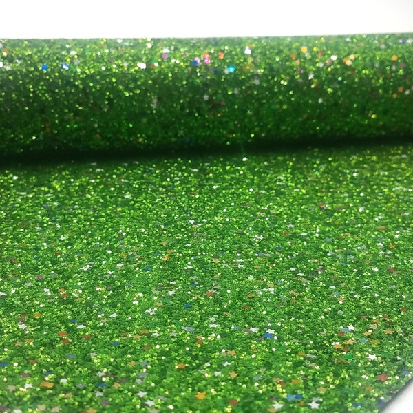 Green star glitter/Star sequins/Soft glitter fabric/21x30 cm/Bow making supplies