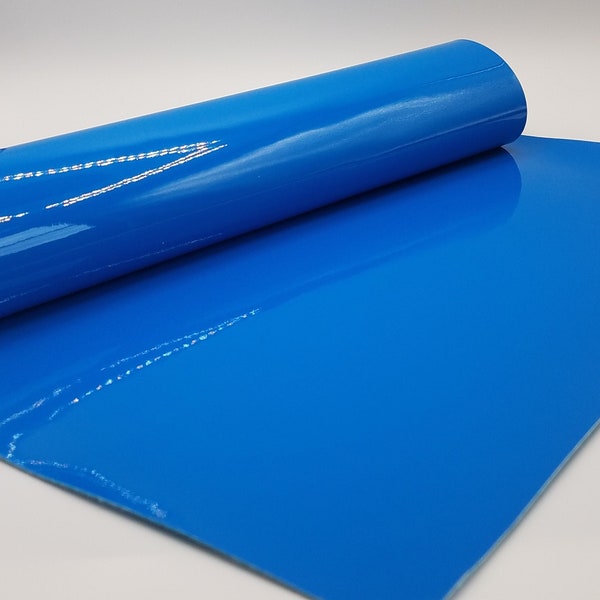 Royal blue patent leather/Glossy/Soft felt backing/Solid/21x30 cm/Faux leather sheets sheet/Synthetic leather