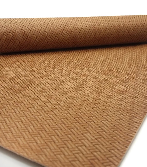 Distressed tan weave fabric sheet/21x30cm/Faux leather sheet/Soft felt back