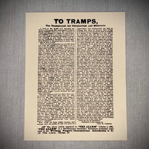 Lucy Parsons To Tramps Poster 8x10 or Legal Size - Anarchism Direct Action Anti-Capitalism