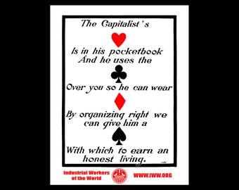 IWW Card - The Capitalist's Heart - Industrial Workers of the World - Anarcho-Syndicalism Anarchism Wobblies