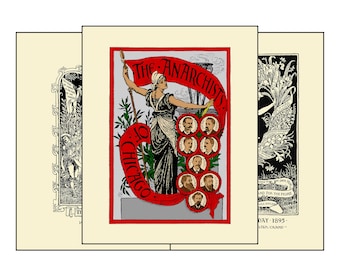 Colección Walter Crane 3 Impresiones - Anarquistas de Chicago, The Workers May Pole, Una guirnalda para el Primero de Mayo - 8x10 Impresión Facsímil Anarquismo Primero de Mayo