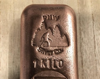 1 Kilo (36+ Oz) Hand Poured PNWSilverCo Copper Classic Bar