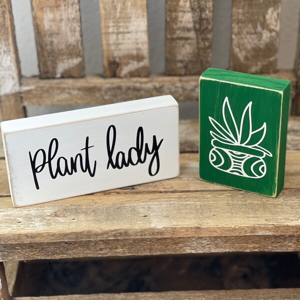 Plant Lady wood signs, tray decor, plant decor, mini wood sign, tiered tray decor, gift, farmhouse, shelf sitters