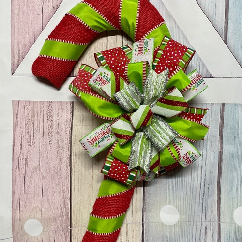 Christmas Wreath Elf Candy Cane Door Hanger Christmas Door Etsy