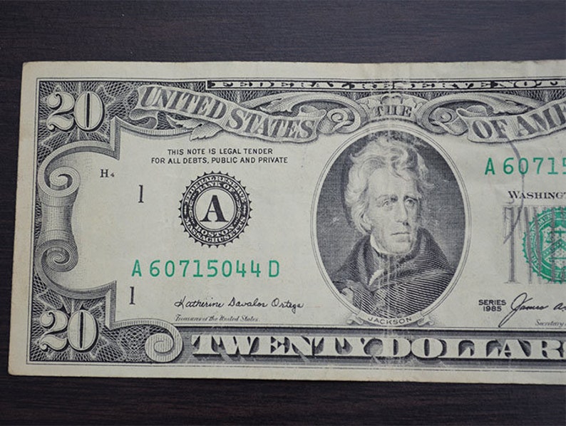 Vintage Twenty Dollar Bill 1985 US Collectible Currency