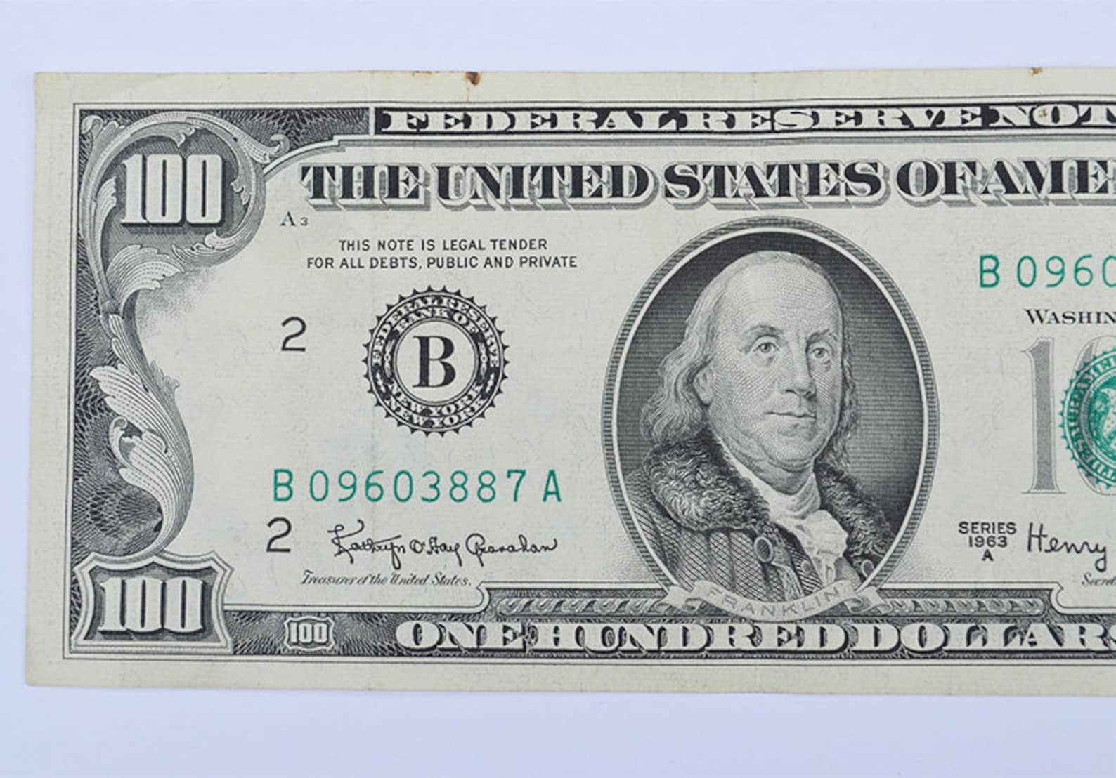 1963 Vintage 100 Dollar Bill Very Rare Collectible Banknote B Etsy