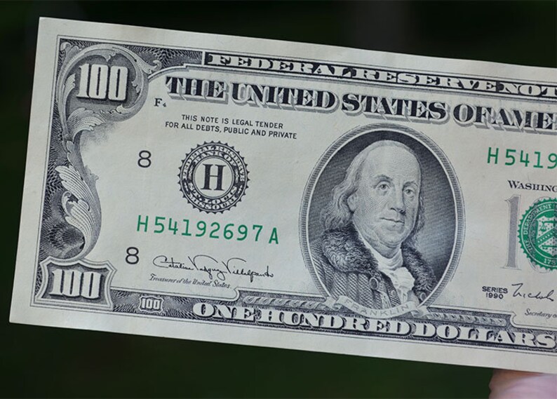 Old 100 Dollar Bill 1990 Vintage One Hundred Dollar Banknote Etsy