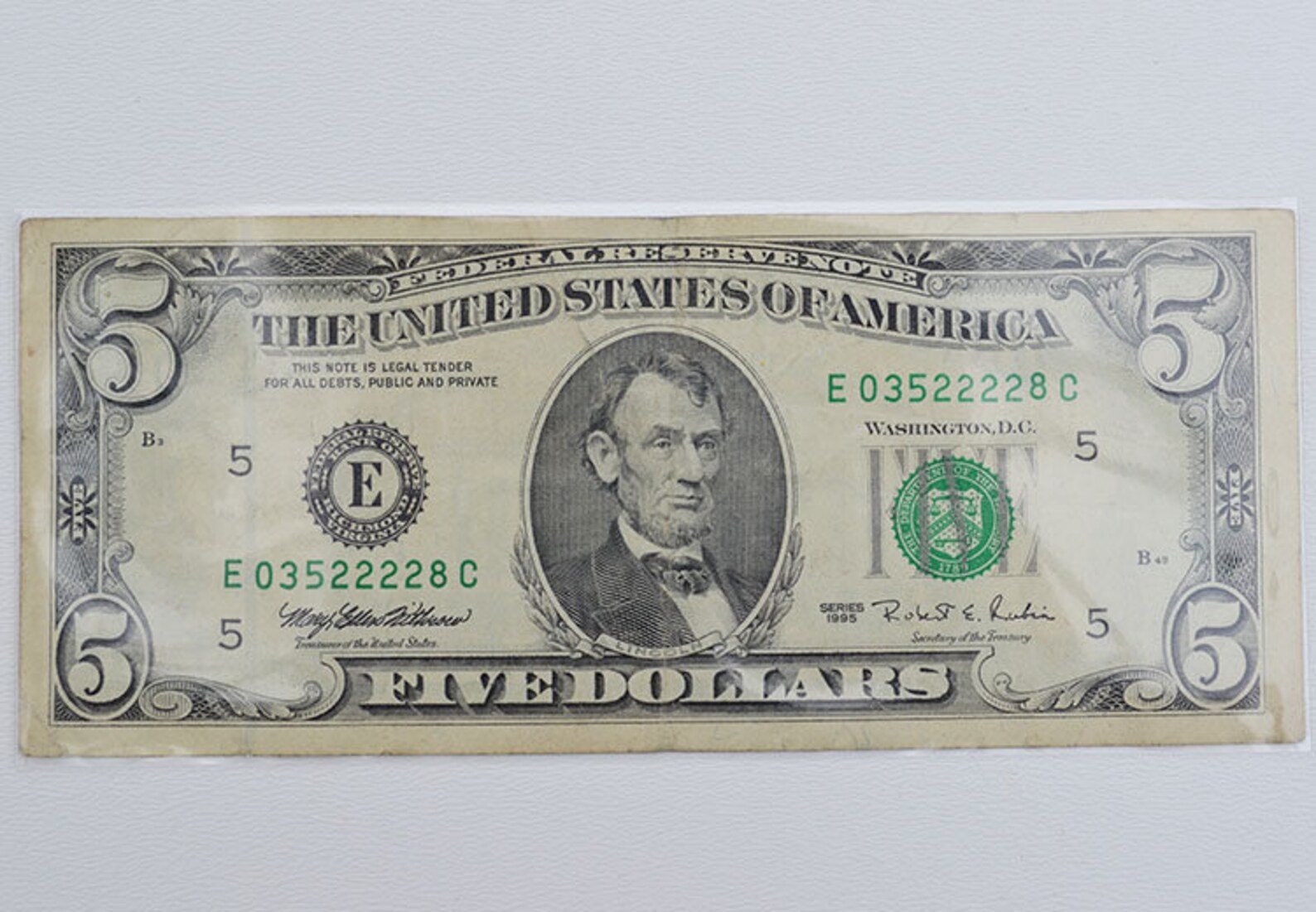 1995 Vintage Five Dollar Bill Rare US Collectible Currency Etsy