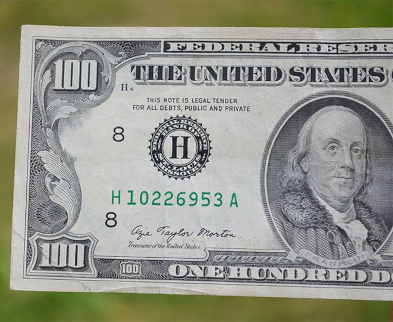 Old 100 Dollar Bill 1977 Vintage One Hundred Dollar