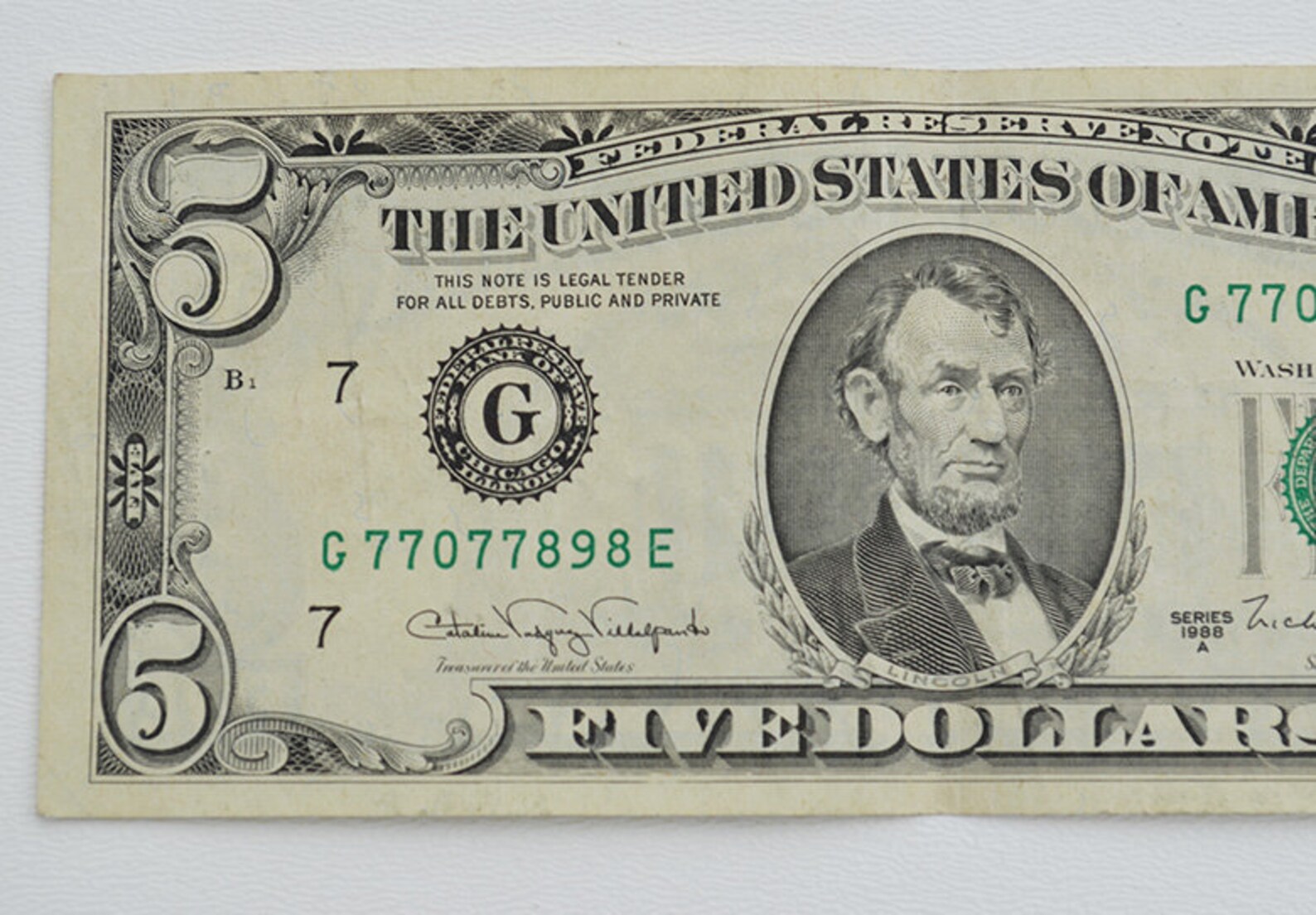 Rare Five Dollar Bill 1988 Old 5 Dollar Banknote US Etsy
