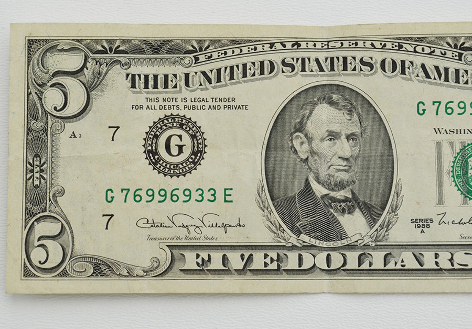 1988 Old Five Dollar Bill Fancy Serial Number Collectible Etsy