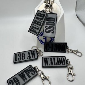 Military Pencil Tab Patch Keychain, 3D Printed