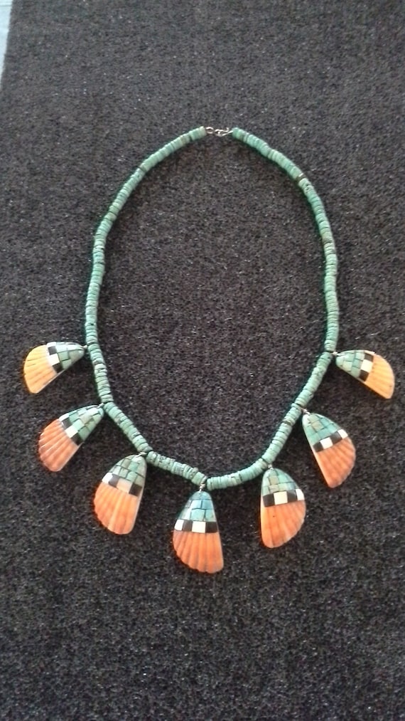 1930'S Santo Domingo Pueblo turquoise necklace