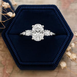 Oval Moissanite engagement ring vintage unique Cluster rose gold engagement ring women Marquise diamond wedding Bridal art deco Anniversary
