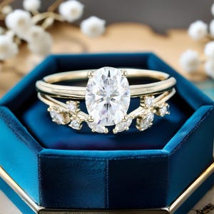 Oval Moissanite engagement ring set vintage unique rose gold engagement ring women Marquise Cluster ring diamond wedding Bridal Promise ring