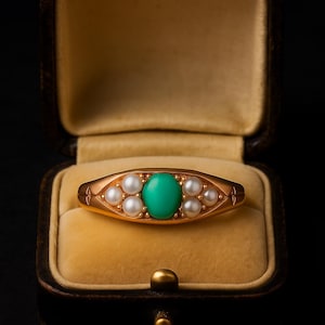 14k Solid Gold Pearl Engagement Daisy Ring, Vintage Pearl Solitaire Ring, Art Deco Floral Ring, White Pearl Cocktail Ring, Nature Ring