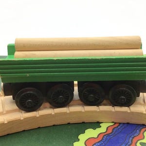 Thomas & Friends Henry&#39;s Forest Log Car 1st Ed Open End Flat Magnet Wooden Railway Train Track Vintage 90s