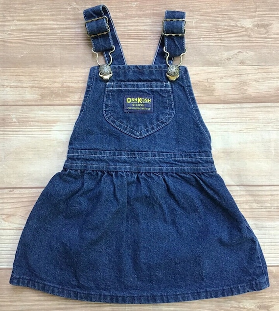 90s Oshkosh B'gosh Girls Denim Dress Size 18 Months Jean Jumper Dark Wash  Made in USA Vintage - Etsy