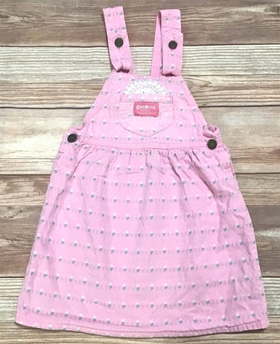 Oshkosh B'gosh Vintage Girls Dress Size 5 Floral Pink Stemmed White Rose Jumper - Etsy Oshkosh B'gosh Vintage Girls Dress Size 5 Floral Pink Stemmed White Rose Jumper - Etsy