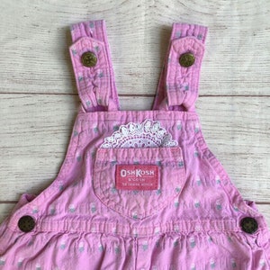 OshKosh B&#39;Gosh Girls Overalls Size 3T Floral Pink Stemmed White Rose Vintage 90s